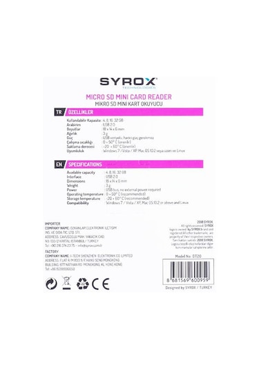 Syrox Micro Sd Mini Kart Okuyucu