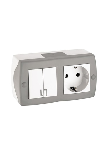 Mono Octans Komitatör+Topraklı Priz Gri+Beyaz