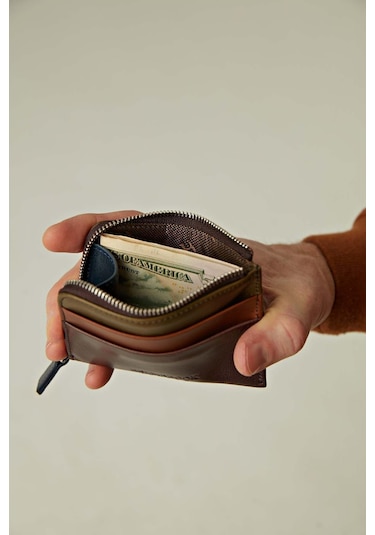 Seward Erkek Kahve Plus Color Deri Cep Tasarım Fermuar Kapamalı Rfid Korumalı Kartlık Kahverengi