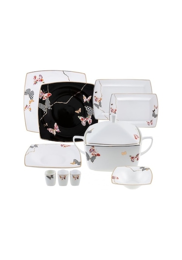 Karaca 62 Parça Fine Pearl Unique Yemek Takımı Kare