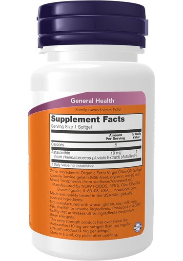 Now Foods Astaxanthin 10mg Immune System Lutein Canthaxanthin And Beta-carotene 30 Softgels