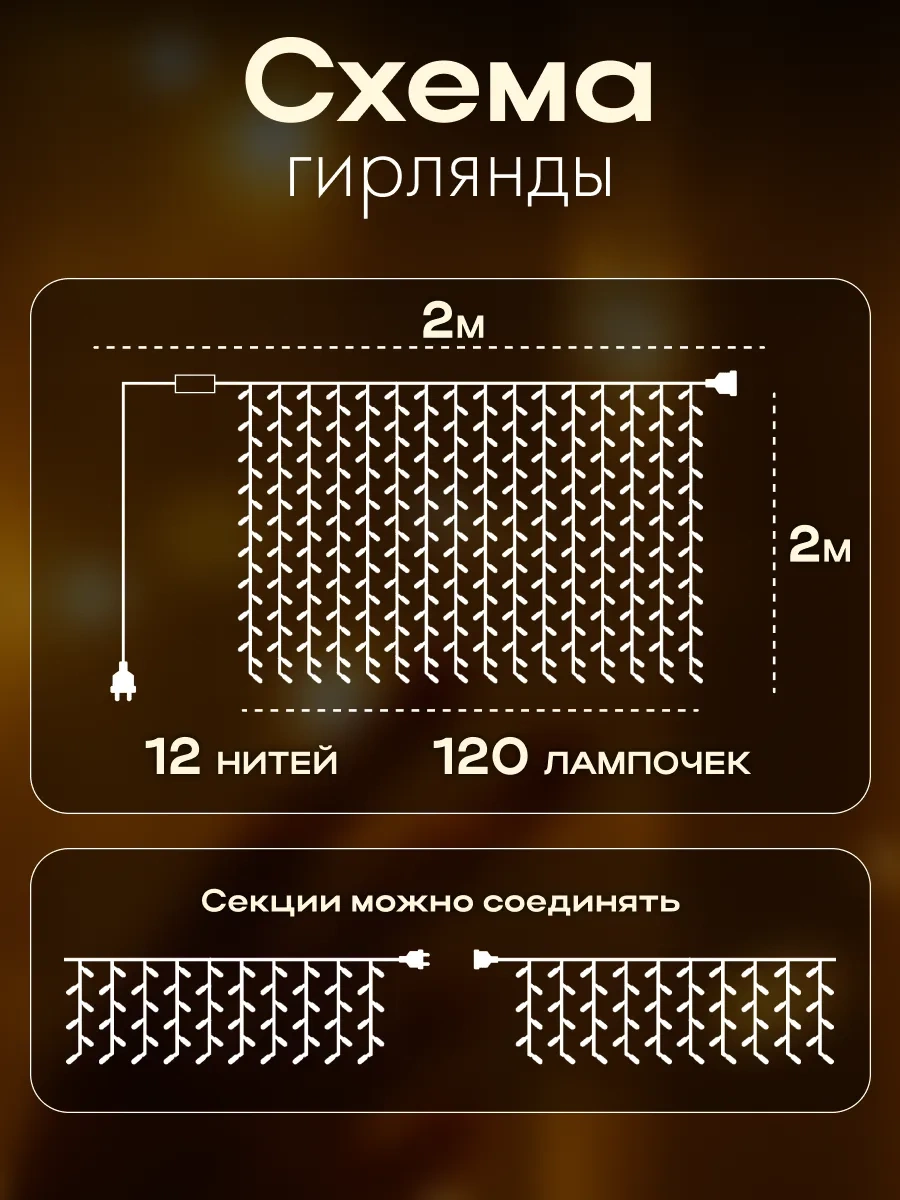 D-light Yılbaşı İç Mekan Pencere Perdesi Işık Zinciri 2x2 2m X 2m 249843518 Beyaz