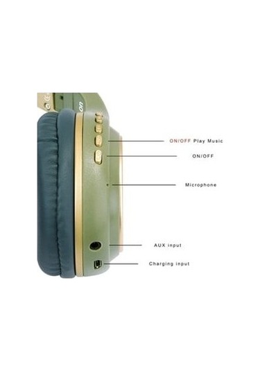 Sy-bt1607 Bluetooth 5.3 Kulaküstü Katlanabilir Mikrofonlu Kulaklık Kablosuz Sd Kart Girişi Aux Yeşil