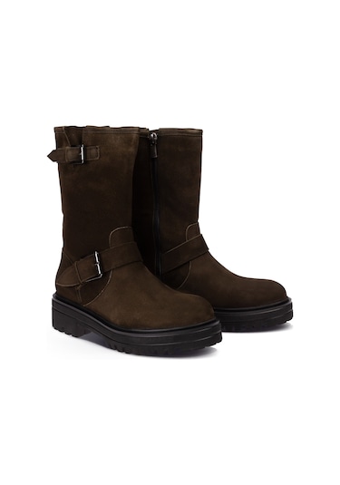 Deery Hakiki Süet Yeşil Kadın Bot Haki