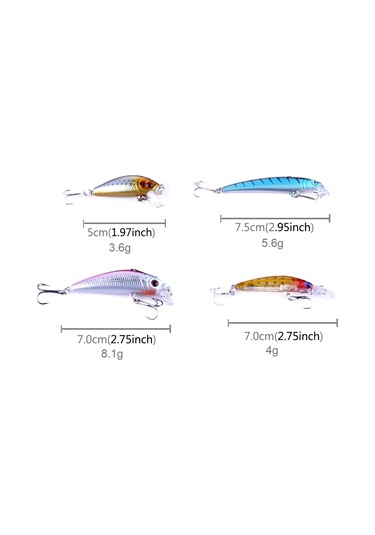 Hengjıa 26 Adet Minnow Balıkçılık Cazibesi Seti 4 Model Olta Takımı Plastik Sert Yem