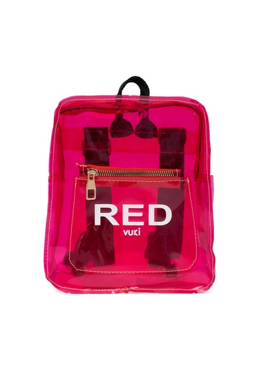Renkli Şeffaf Mini Sırt Çantası Kırmızı