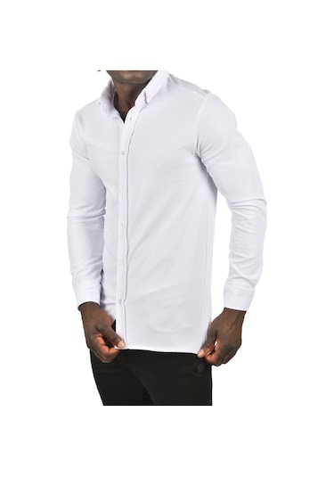 Deepsea Erkek Beyaz Fitilli Uzun Kollu Gömlek 2500805 Beyaz