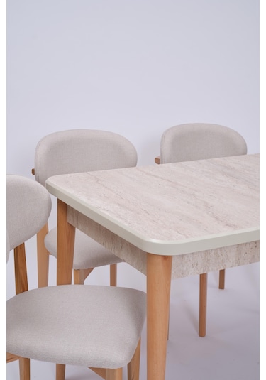 Göksu Traverten Boyalı Mdf Mutfak Masa Takımı 80x130