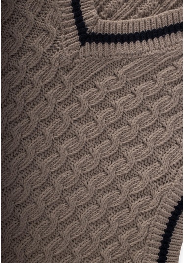 Saş Örgü Triko Süeter 3-9 Yaş Bej Bej