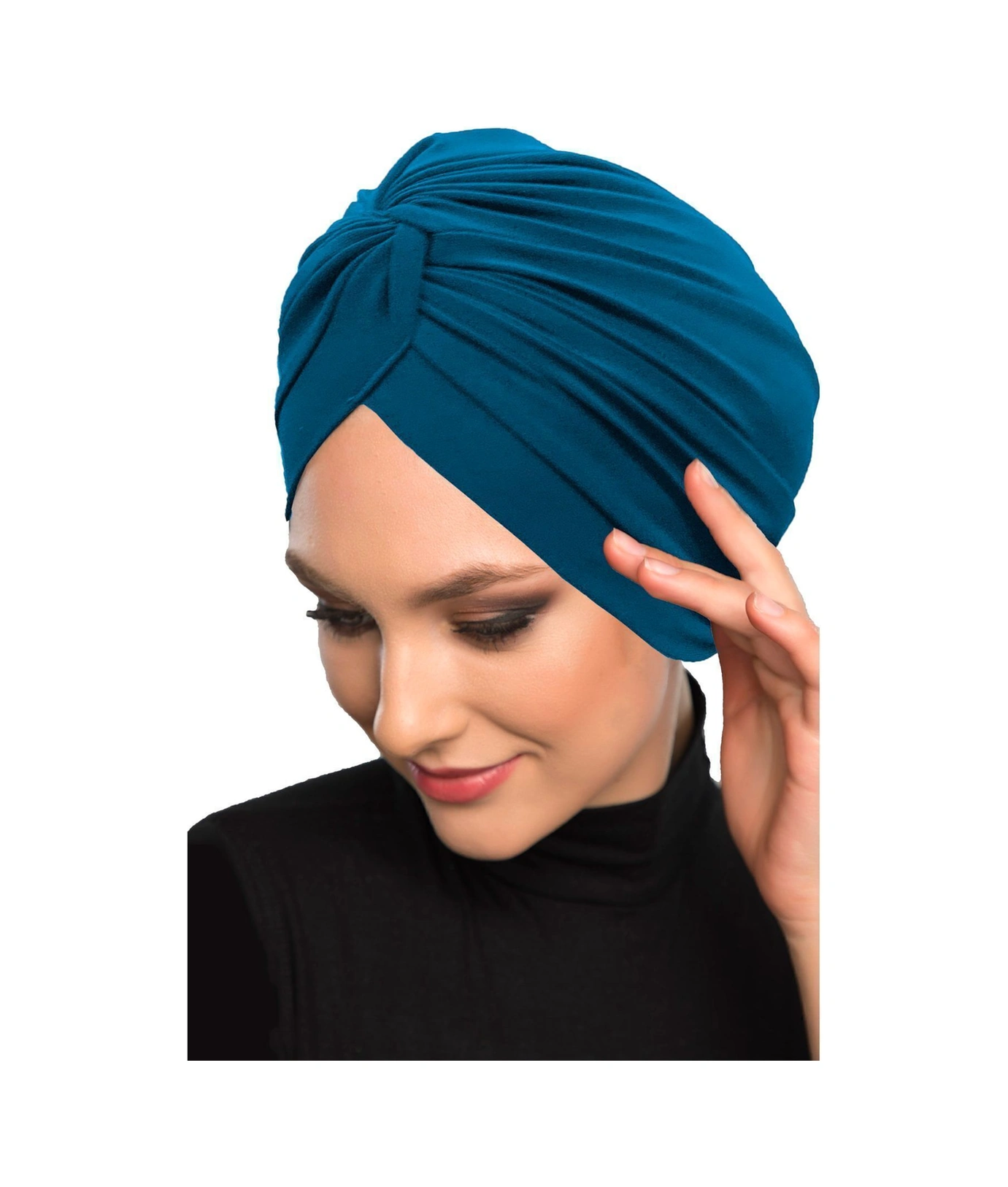 Çapraz Kancalı Petrol Hazır Türban Tesettür Dış Ve Havuz Bonesi Petrol