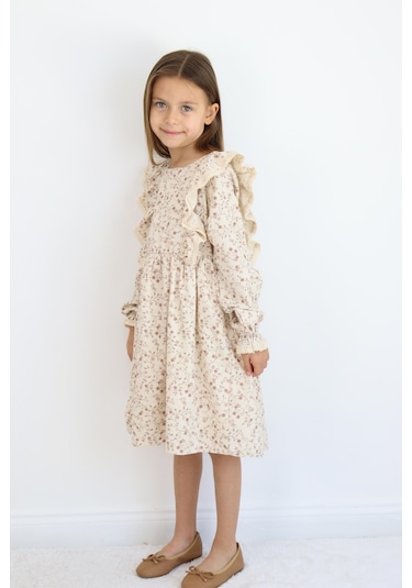 Miababy Rosetan Keten Elbise 1-8 Yaş SOMON