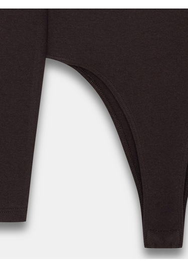 Dilvin 32695 Uzun Kollu Bodysuit-koyu Kahve Koyu Kahve