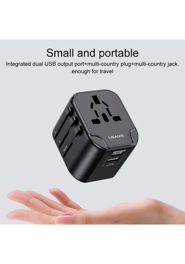 Usams Us-cc173 T55 12w Evrensel Çoklu Fişli Seyahat Şarj Cihazı Siyah
