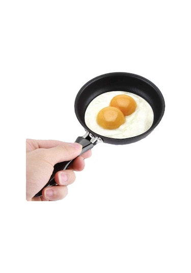 Hangfox 12 Cm Demir Tava, Anti Yapışkan Kaplama, Kollü, Küçük Yuvarlak Kahvaltı Yumurtaları İçin Mini Fritöz Diğer