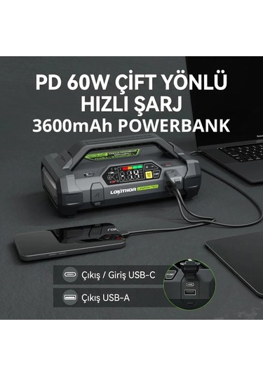 Lokithor Ja3000pro 12v 3000amp Lifepo4 Akıllı Akü + Pompa + + Led Lamba