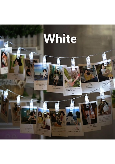 Soğuk Beyaz Led Kart Fotoğraf Klipleri Led Dize Peri Işıklar Pil Kumandalı Led Noel Işık Garlands Düğün Sevgililer Duvar Dekorasyonu 1.3m 10led Soğuk Beyaz