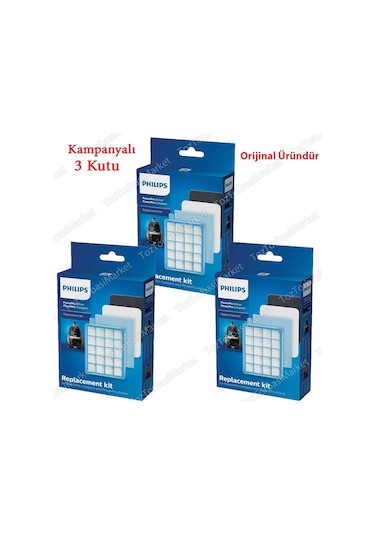 Phılıps Uyumlu Fc 9323 Powerpro Compact Hepa Filtre Seti 3 Kutu (380961022)
