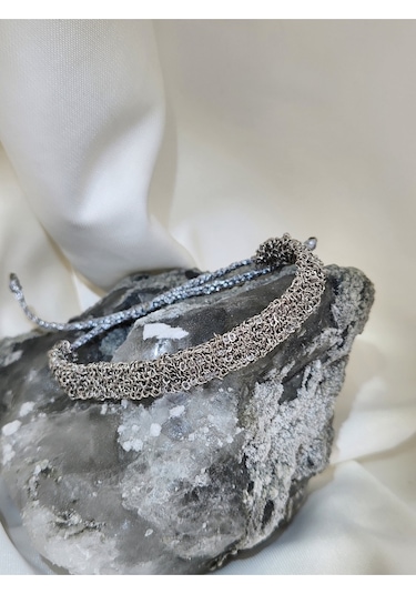 Zincir Dokuma Kordon El Yapımı Otantik Gümüş Platin Renkli Bileklik Silver
