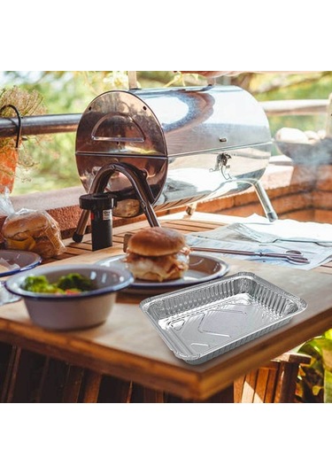 Jeemson 50 Adet Tek Kullanımlık Alüminyum Folyo Kutu - Izgara, Fırın Ve Balık Pişirme İçin 17.5x11x4 Cm Çok Renkli