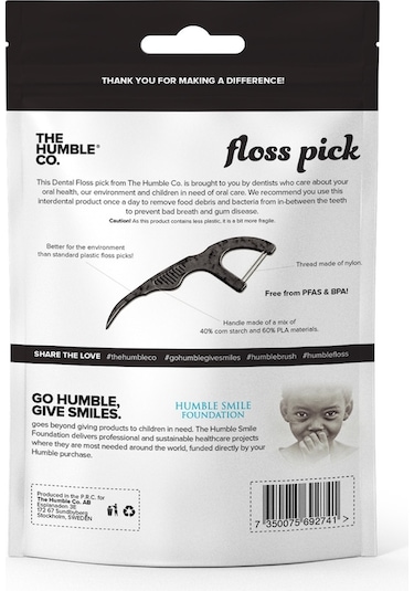 The Humble Co. Floss Picks Kömür Etkili Kürdanlı Nane Aromalı Diş İpi 50'li