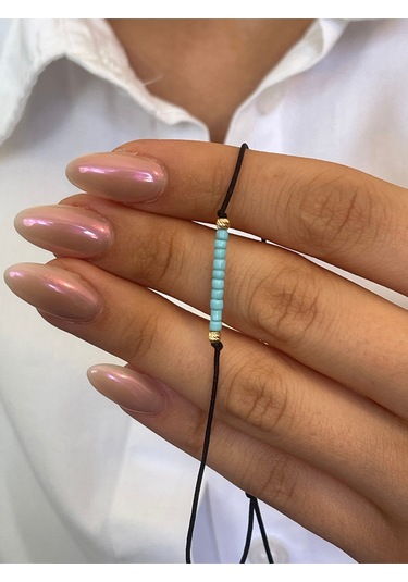 14 Ayar Altın Mavi Boncuklu Altın Dorikalı Zarif Altın Bileklik Altın