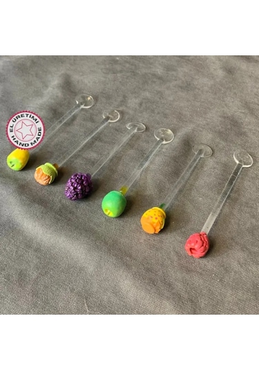 Uretti - Pınar 2572 - El Yapımı Tasarım 6'lı Cam Çay Kaşığı Şeffaf