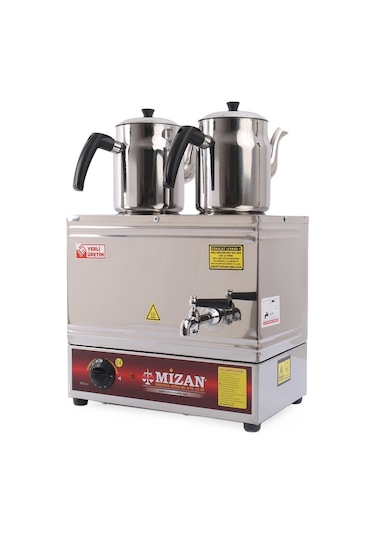Mizan Çift Demlikli Pleytsiz Çay Kazanı 20Lt-2 Adet Demlik Hediye (468201018)