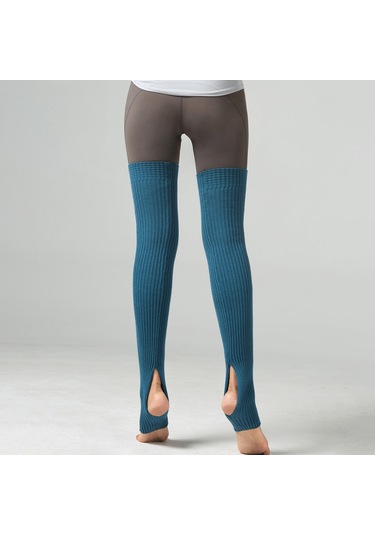 Teltree Kış İçin Akrilik 75cm Uzunlukta Kalın, Açık Ayaklı-açık Topuklu, Sporcu Ve Dansçılar İçin Bilek Uzatmalı Bilekli Legging Çorabı 148g Mavi