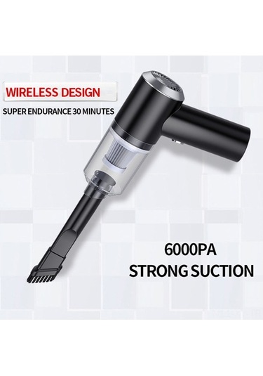 Besthome1 6000pa Süktionlu 120w Kablosuz Taşınabilir Led Işıklı Şarjlı Siyah El Tipi Süpürge, Ev-araç-ofis Temizliği Uygun