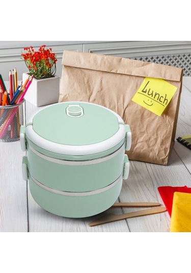 Pirinç Eriştesi İçin Yeşil Paslanmaz Çelik Taşınabilir Yalıtımlı Öğle Yemeği Kutusu Çok Renkli