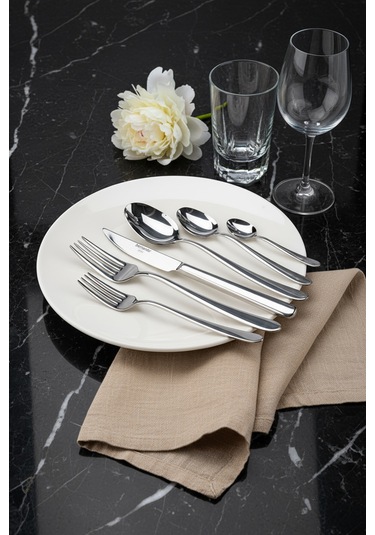 Bernardo Glare 36 Parça 6 Kişilik Çatal Kaşık Bıçak Takımı GÜmüş