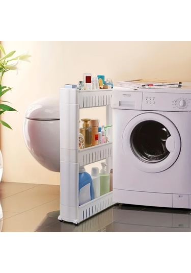 Honeybeeshop Beyaz 3 Katmanli 70.99x54.0x11.99 Cm Ultra İnce Buzdolabi Kenar Rafi Bagimsiz Araba Banyo Oturma Odasi Depolama İcin Uygun Beyaz