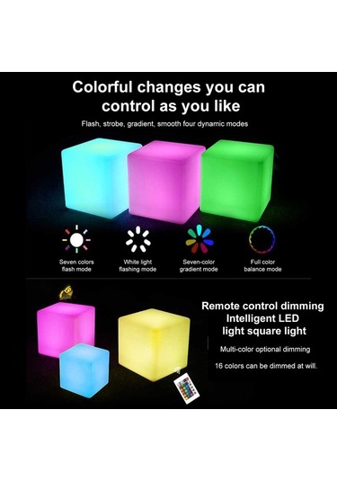 Prestigegoods Tekno Oyunlu Uzaktan Kumandalı Usb Şarjlı Masa Lambası İle Küp Işıklar, Çocuklar İçin Oyuncak Mavi