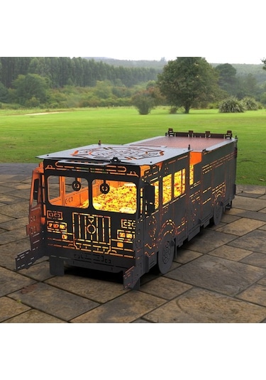 Portatif Barbekü İtfaiye Kamyonu Modelli Bahçeniz İçin Dekoratif Siyah