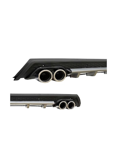 Citroen C5 2008-2012 Gri Krom Yuvarlak Egzozlu Difüzör Difizör Mat Siyah