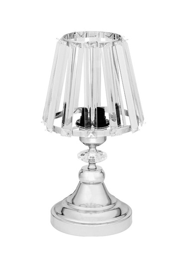 Gerçek Kristal Cam Başlık Krom Metal Gövdeli 2'li Yatak Odası Abajur İki Adet Gece Lambası Krom