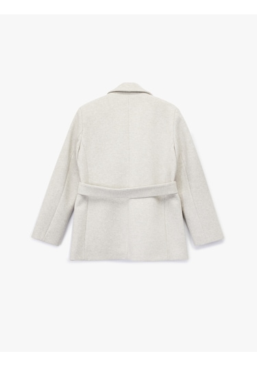 Koton Kuşak Detaylı Uzun Kollu Cepli Kaşe Kaban Vızon Melanj 6wak20193ew Vizon