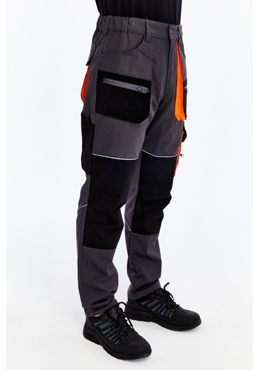 Uniprom İş Pantolonu Lizbon Plus Model Çok Cepli Harman Kumaş Füme Füme