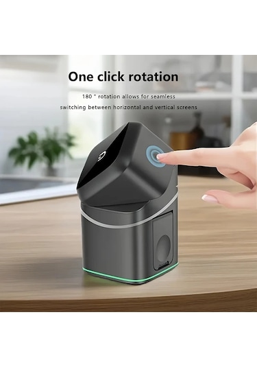 Topshop1 Siyah Manyetik Kablosuz Sarj Standi Otomatik Donebilen Hizli Sarj Istasyonu  Watch 10 9 8 7 6 5 Se Ultra İcin