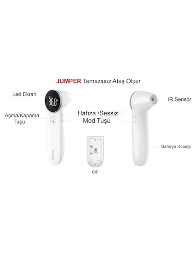 Jumper Temassız Ateş Ölçer Kızıl Ötesi Ve Alından Termometre Jpd-fr204