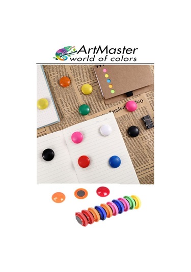 Pano Düğmesi Mıknatısı Renkli 10 Lu 1 Paket Buzdolabı Dekorasyon Manyetik Yuvarlak Mıknatıs Hobi Etkinlik Plastik Kaplı