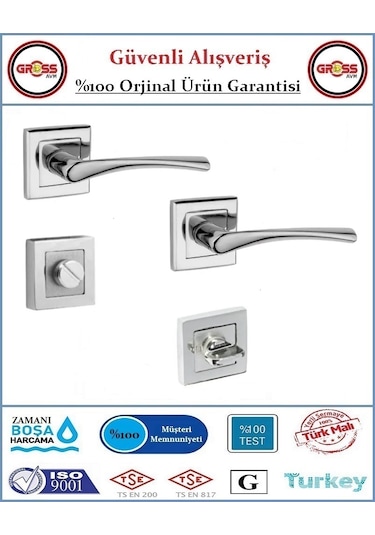 Bravo Rozetli Wc Banyo Kapı Kolu - Mat Nikel - 1 Takım Ön Ve Arka