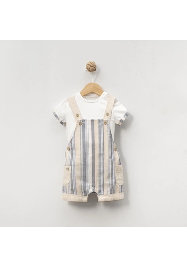 Yazlık Yan Cepli Salopet Bebe Erkek Tulum Indigo