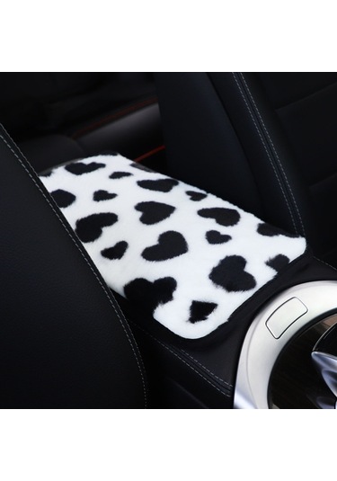 Sones Peluş Kalp Desenli Araç Orta Konsol Kapak Matı 32x19cm Siyah