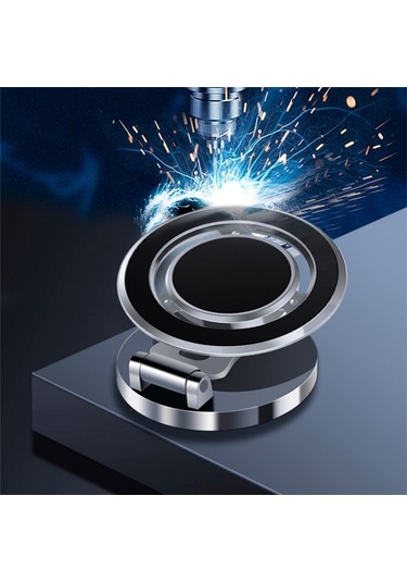 G168 Dönebilen Cep Telefonu Standı Araba Gösterge Paneli Ön Cam Manyetik Telefon Tutucu Gümüş