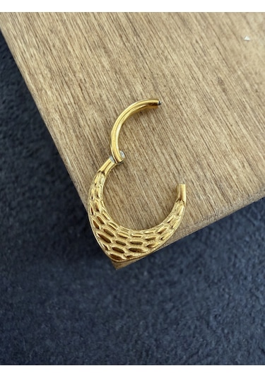 316 L Cerrahi Çelik Otantik Desenli Oval Model Halka Piercing Çok Renkli