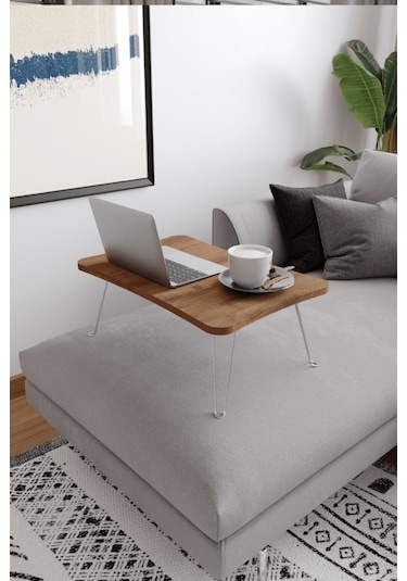 Taşınabilir Katlanır Yatak Koltuk Üstü Hasta Servis Bilgisayar Çalışma Sehpası Ceviz