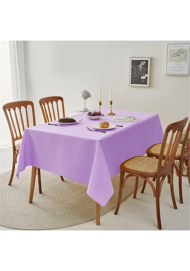 Sıvı Geçirmez Dertsiz Keten Masa Örtüsü Lila