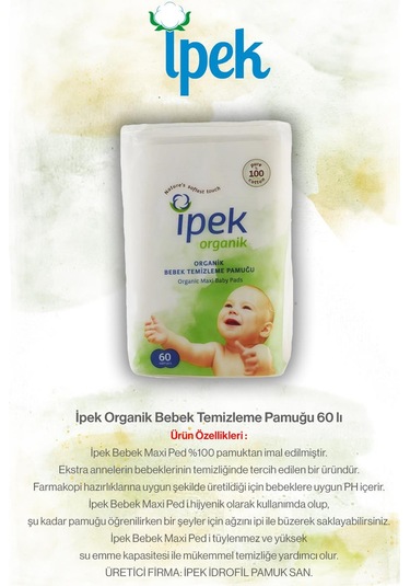 İpek Organik 60'lı 22 Al 20 Öde Bebek Temizleme Pamuğu Ve Rosie Pamuk Hediye