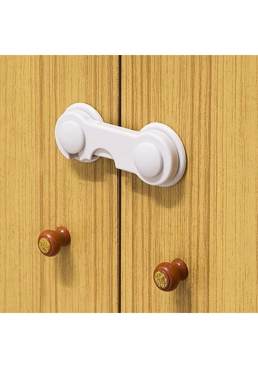 Bebek Çocuk Güvenliği Çekmece Ve Dolap İçin Kendiliğinde Yapışkanlı Vidasız Kapak Kilidi 4832